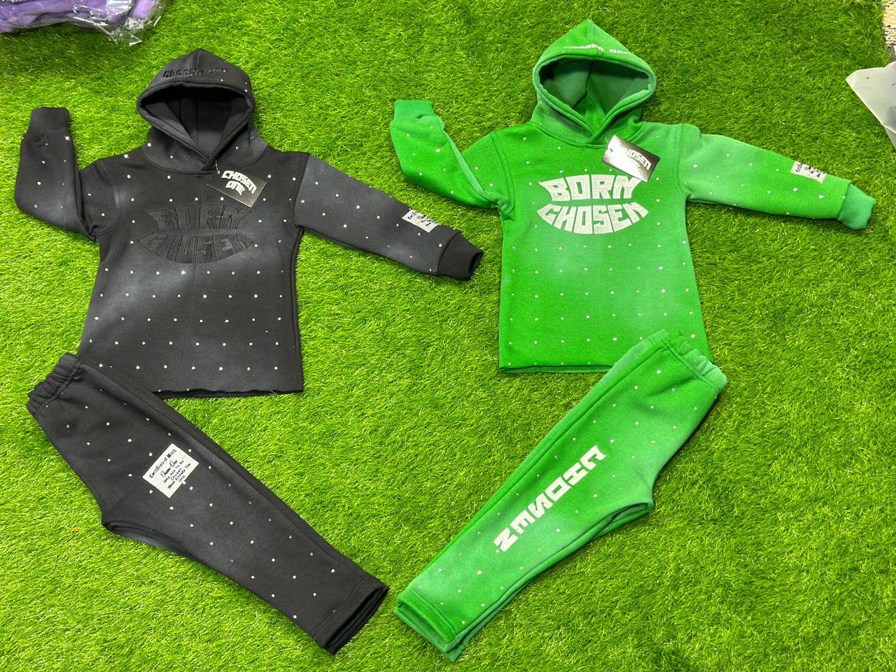 (Youth) Born Chosen rhinestone tracksuit