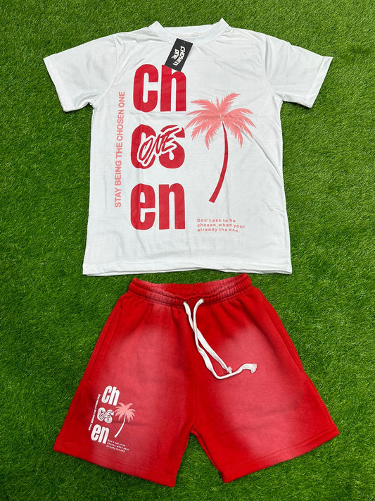 (Red sundry) T-shirt/short set